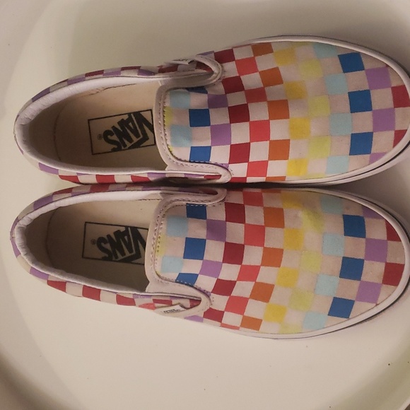 Van's Rainbow checkerboard Unisex Slip-ons size 6.  FF24 - Picture 5 of 5